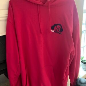 Big Animal pink Hoodie with Small Chest Logo